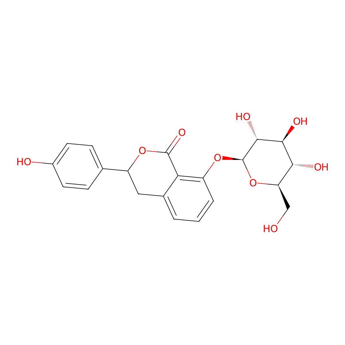 3-(4-Hydroxyphenyl)-8-((2S,3R,4S,5S,6R)-3,4,5-Trihydroxy-6-(Hydroxymethyl)Oxan-2-Yl)Oxy-3,4-Dihydroisochromen-1-One molecular structure, CAS 67600-94-6