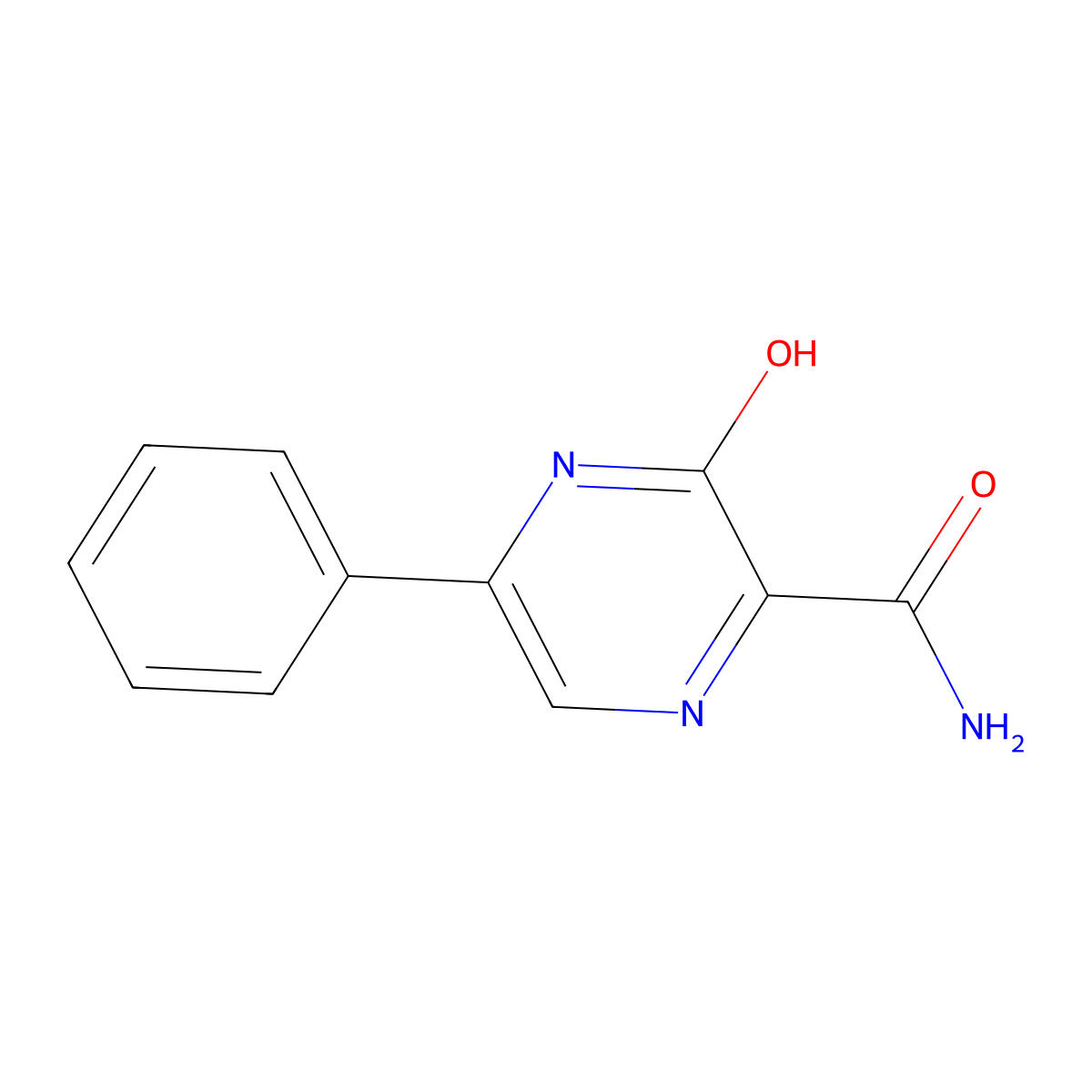 3-Hydroxy-5-phenyl-2-pyrazinecarboxamide molecular structure, CAS 67602-10-2