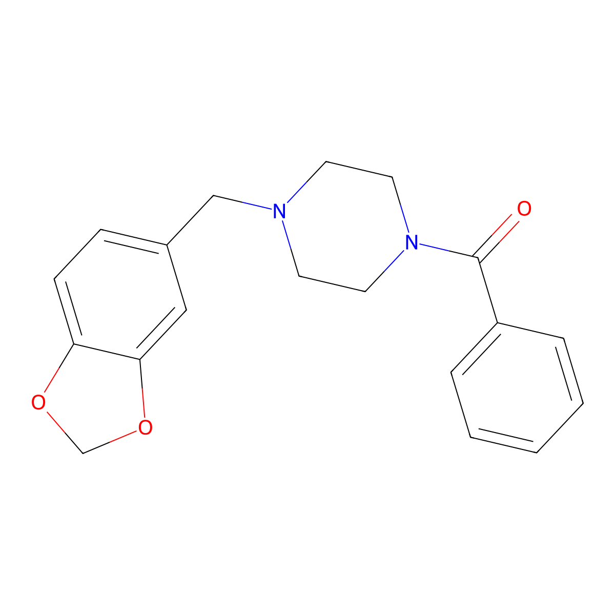 Piperazine, 1-benzoyl-4-piperonyl- molecular structure, CAS 6761-59-7
