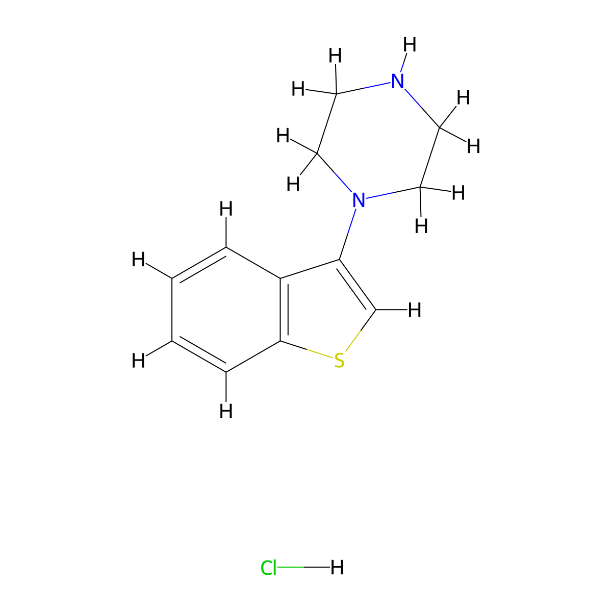 1-(1-Benzothiophen-3-yl)piperazine hydrochloride molecular structure, CAS 676116-47-5