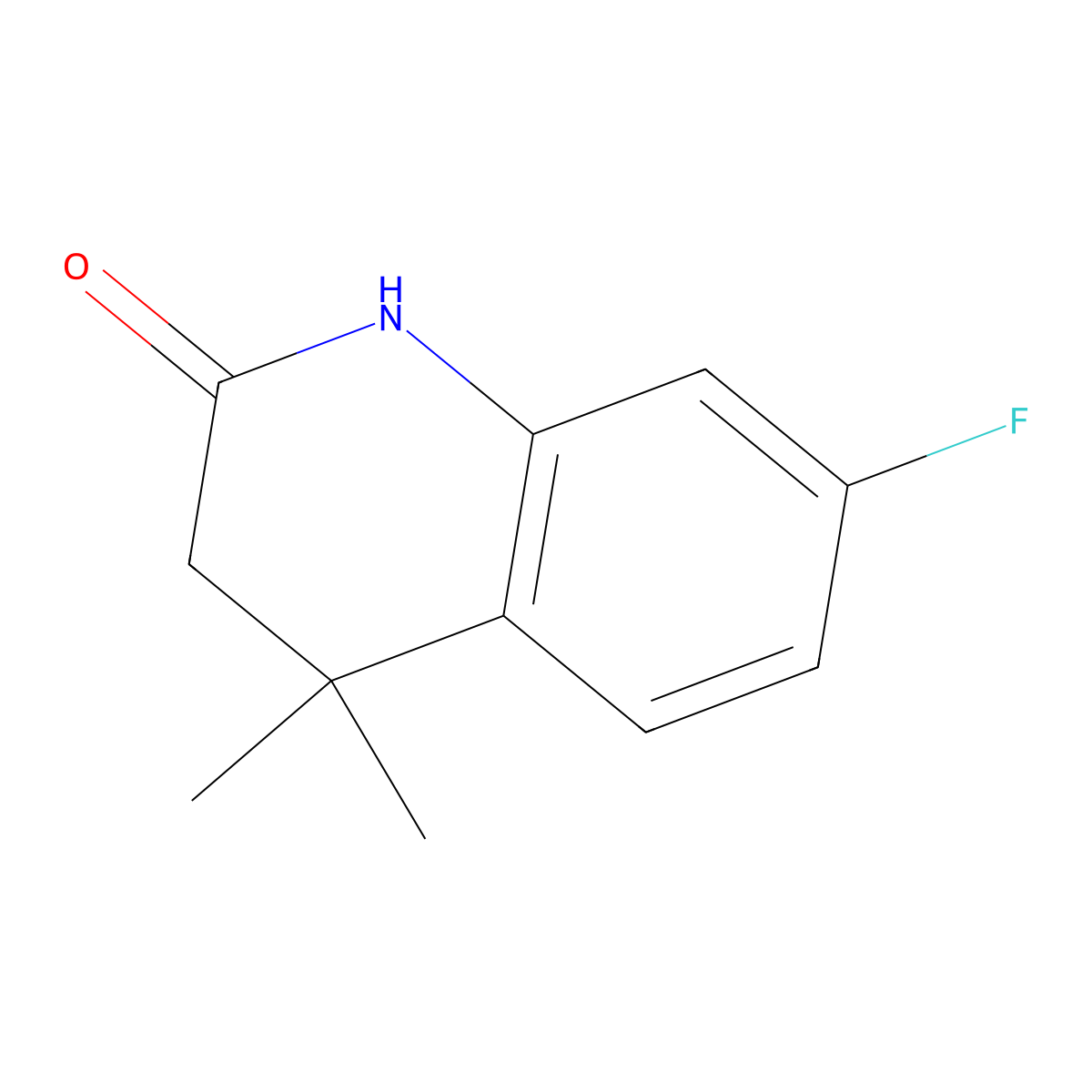 7-Fluoro-4,4-dimethyl-3,4-dihydroquinolin-2(1H)-one molecular structure, CAS 676116-80-6