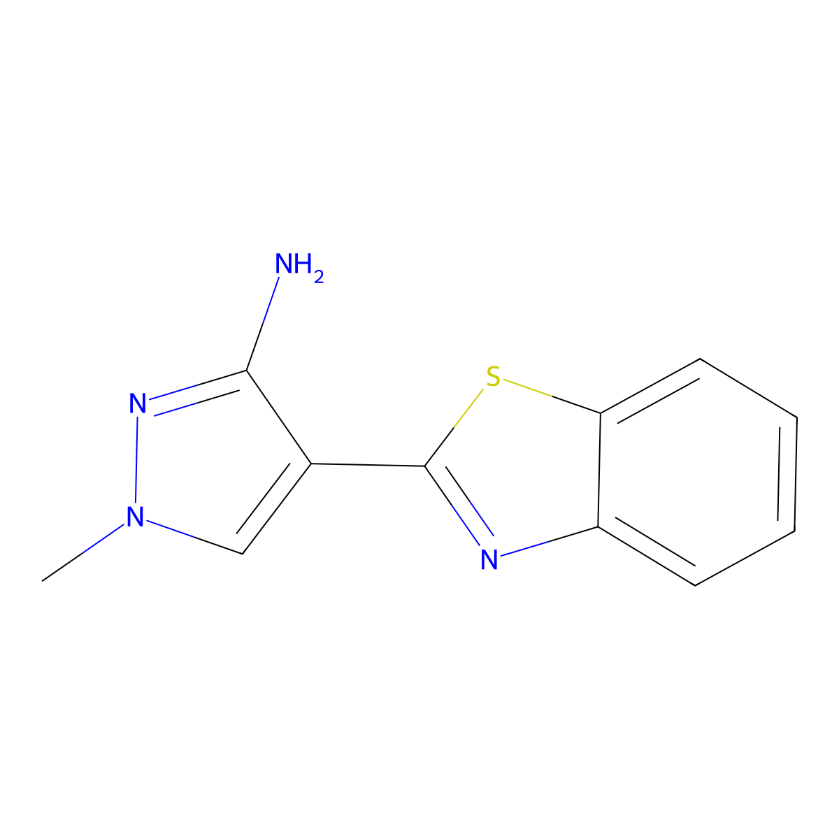 4-(1,3-benzothiazol-2-yl)-1-methyl-1H-pyrazol-3-amine molecular structure, CAS 676119-29-2