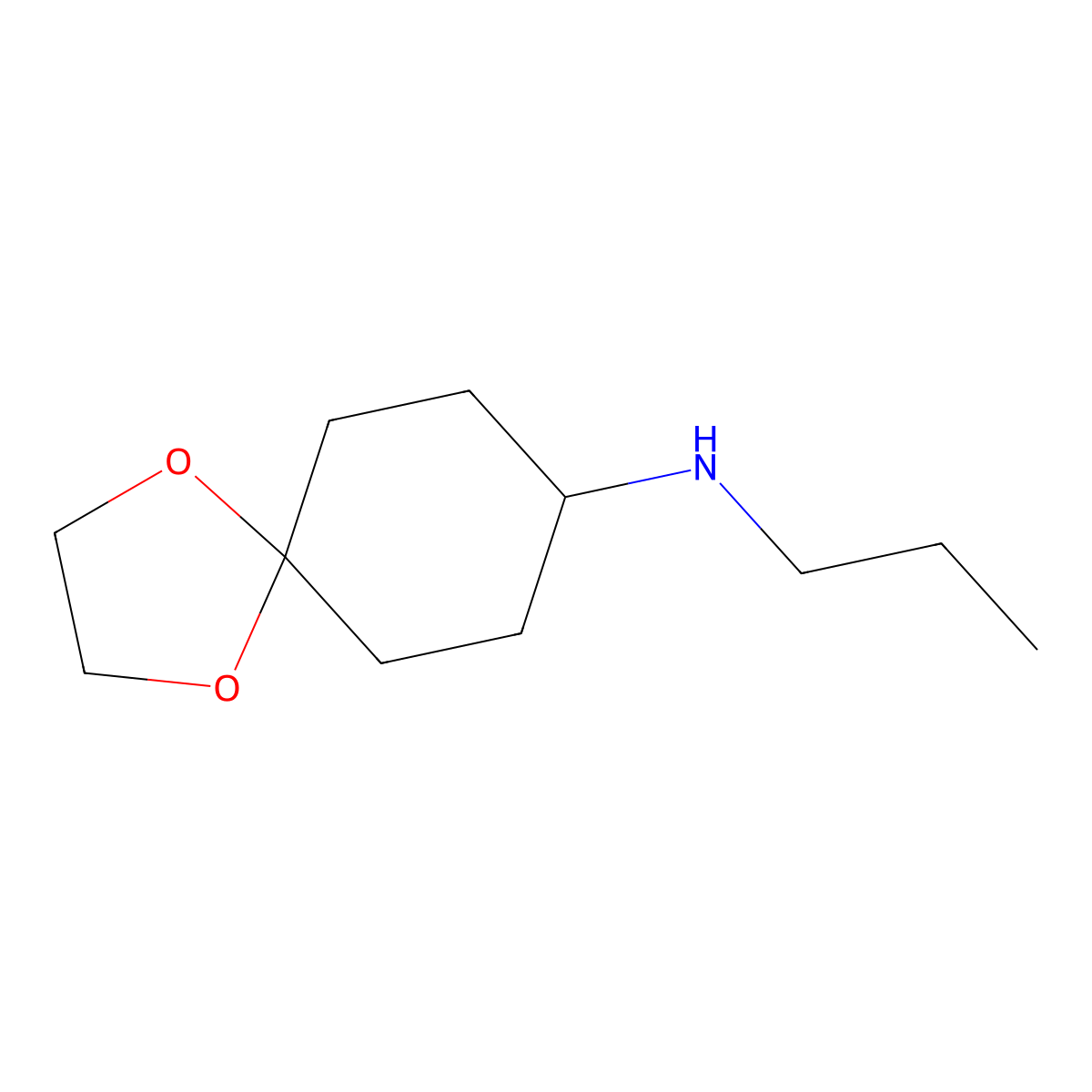 N-propyl-1,4-dioxaspiro[4.5]decan-8-amine molecular structure, CAS 676124-70-2