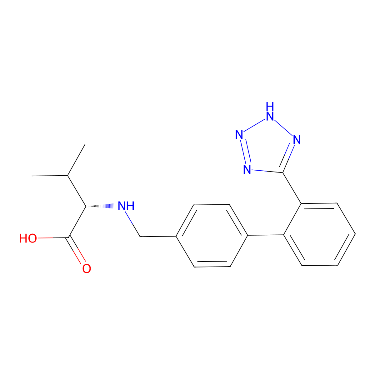 N-((2'-(2H-Tetrazol-5-yl)(1,1'-biphenyl)-4-yl)methyl)-L-valine molecular structure, CAS 676129-92-3