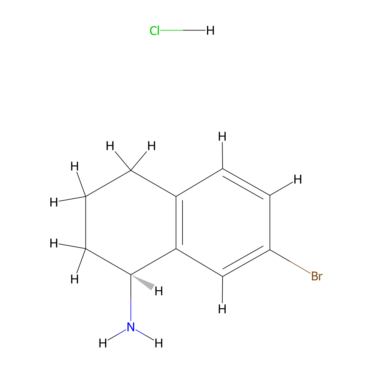 (S)-7-Bromo-1,2,3,4-tetrahydro-naphthalen-1-ylamine hydrochloride molecular structure, CAS 676133-24-7