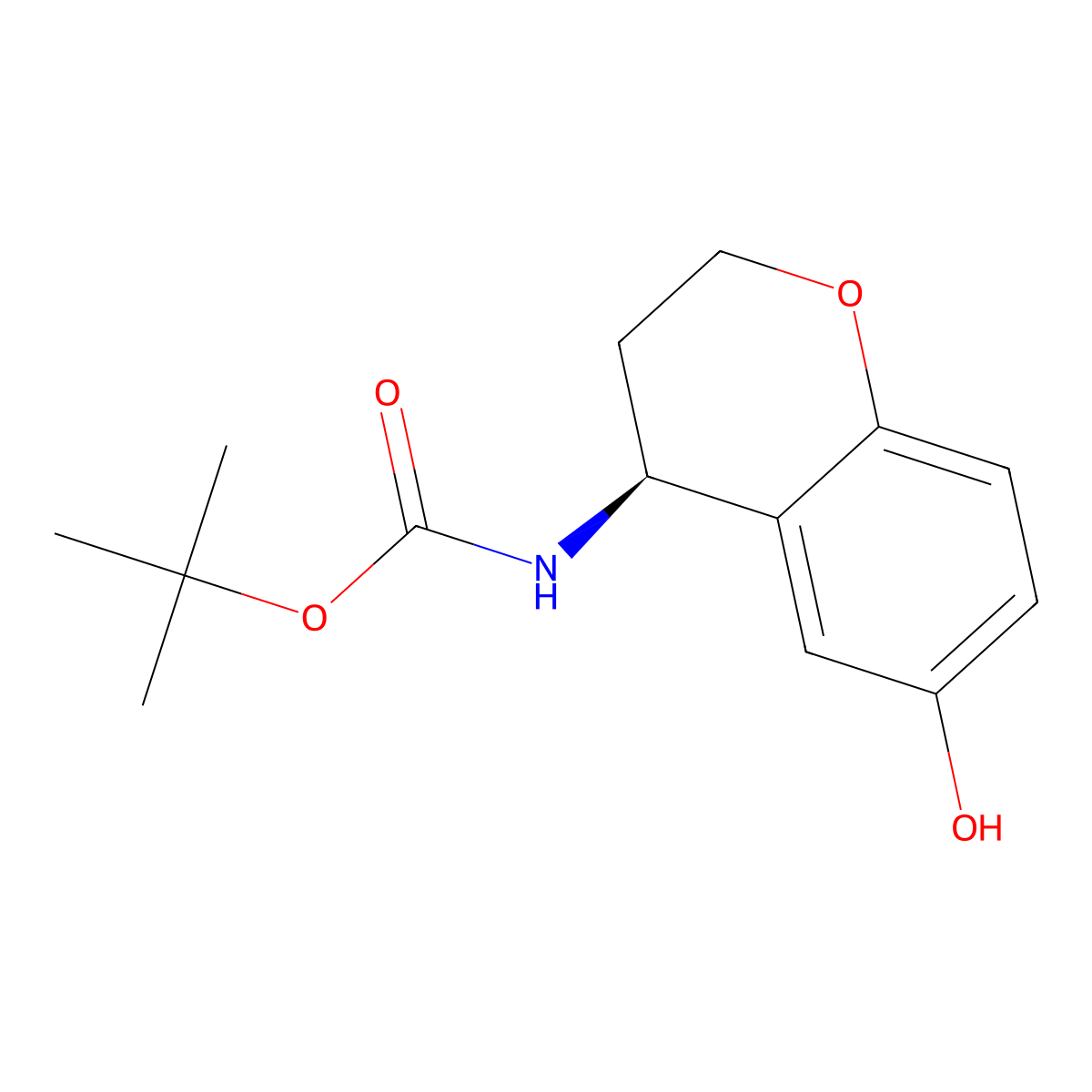 tert-butyl N-[(4S)-6-hydroxy-3,4-dihydro-2H-1-benzopyran-4-yl]carbamate molecular structure, CAS 676134-47-7