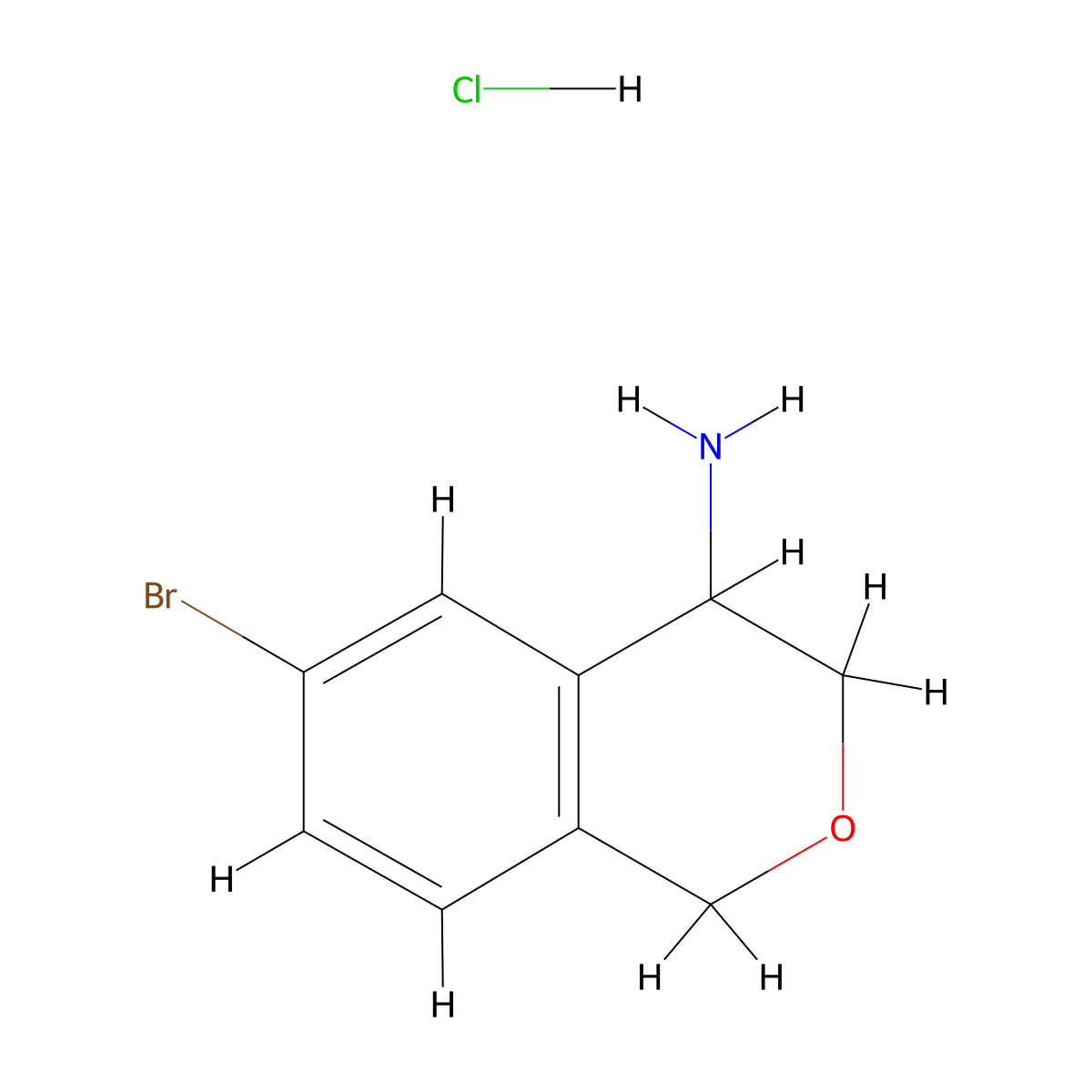 6-Bromo-3,4-dihydro-1H-isochromen-4-amine hydrochloride molecular structure, CAS 676134-73-9