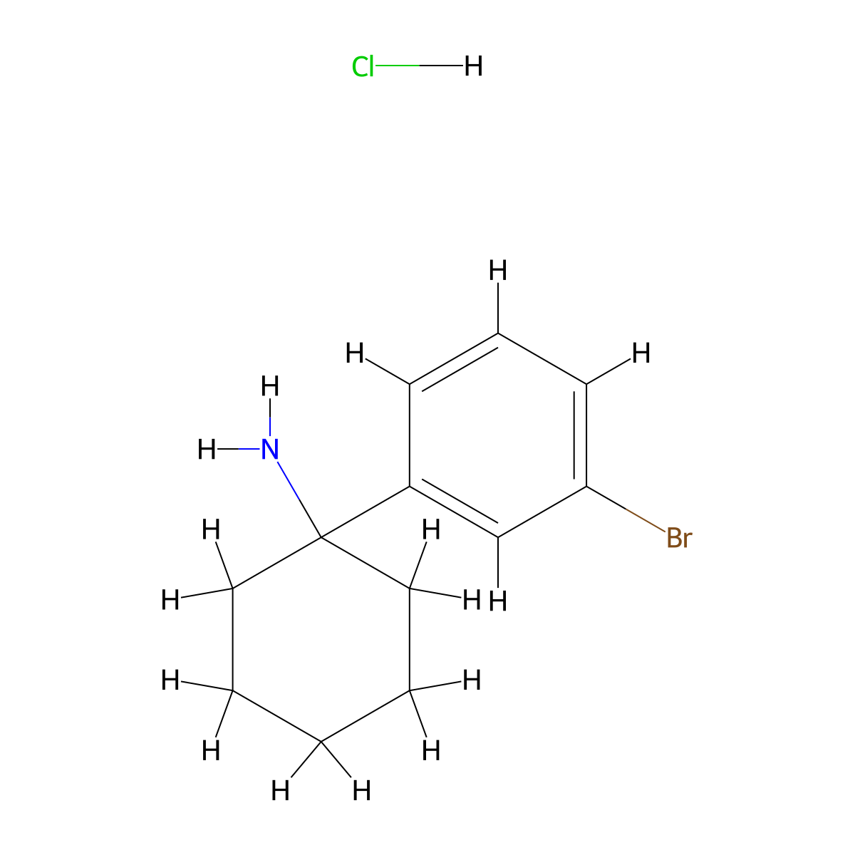 1-(3-Bromophenyl)cyclohexan-1-amine hydrochloride molecular structure, CAS 676138-34-4