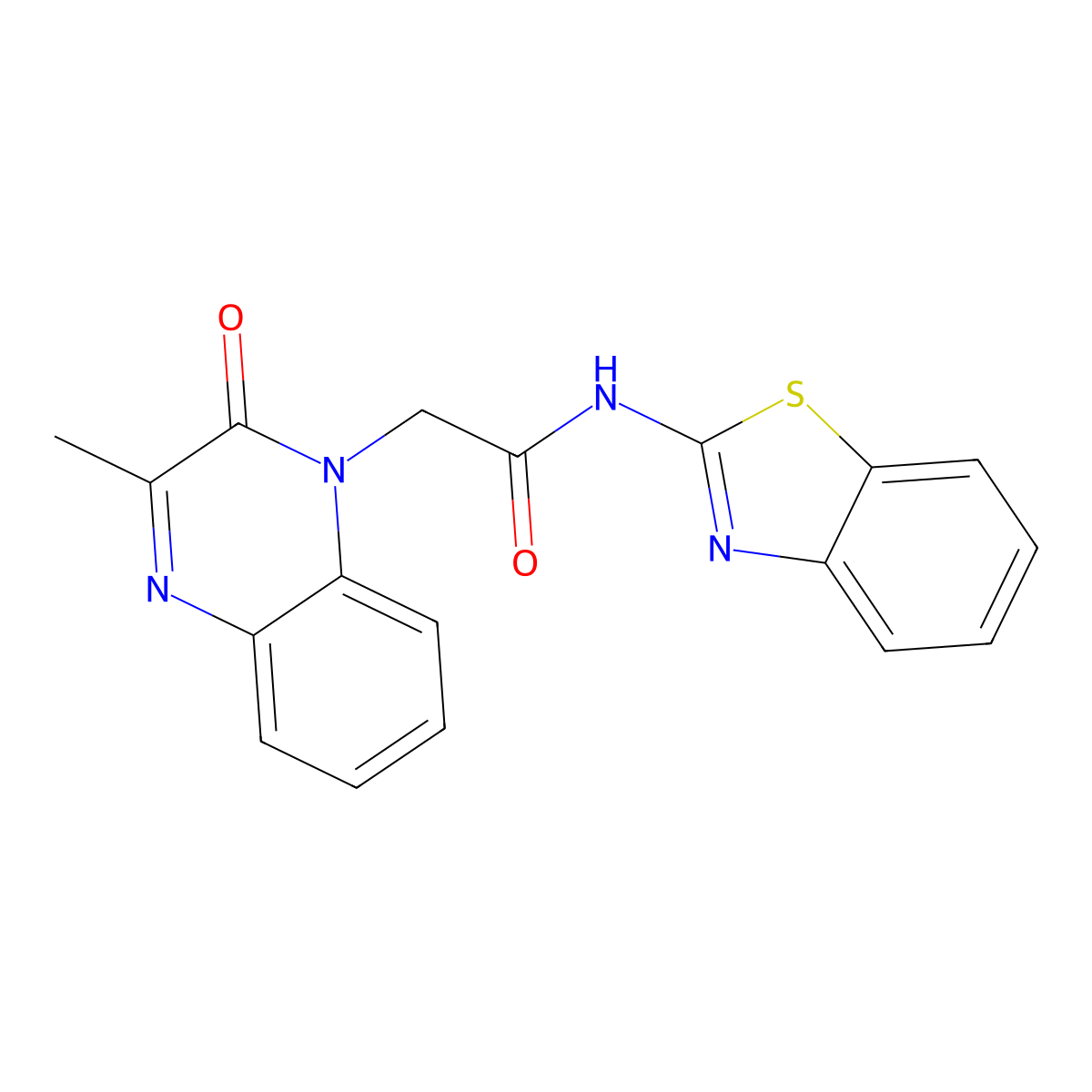 N-(benzo[d]thiazol-2-yl)-2-(3-methyl-2-oxoquinoxalin-1(2H)-yl)acetamide molecular structure, CAS 676140-32-2