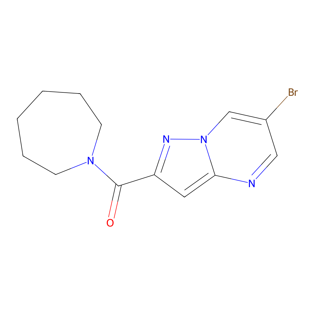 Azepan-1-yl(6-bromopyrazolo[1,5-a]pyrimidin-2-yl)methanone molecular structure, CAS 676146-21-7