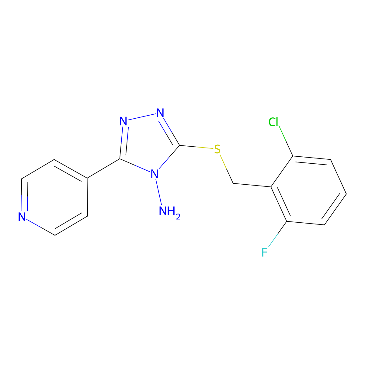 3-[(6-Chloro-2-fluorophenyl)methylthio]-5-(4-pyridyl)-1,2,4-triazole-4-ylamine molecular structure, CAS 676146-53-5