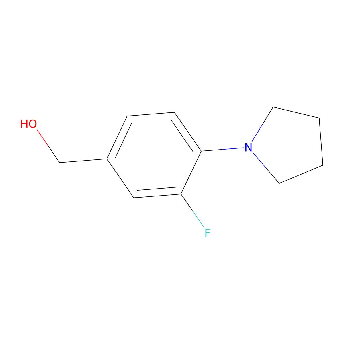 [3-Fluoro-4-(pyrrolidin-1-yl)phenyl]methanol molecular structure, CAS 676147-04-9