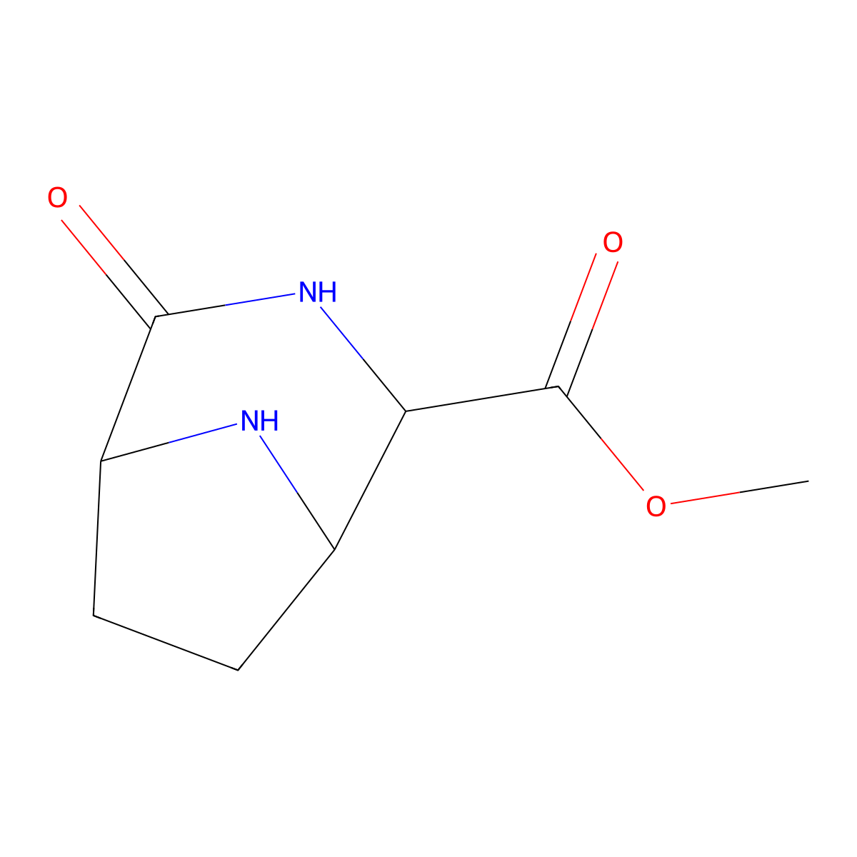 rac-methyl (1R,2R,5S)-4-oxo-3,8-diazabicyclo[3.2.1]octane-2-carboxylate molecular structure, CAS 676148-40-6