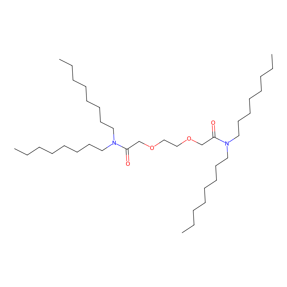 2,2'-[1,2-Ethanediylbis(oxy)]bis(N,N-dioctylacetamide) molecular structure, CAS 67615-89-8