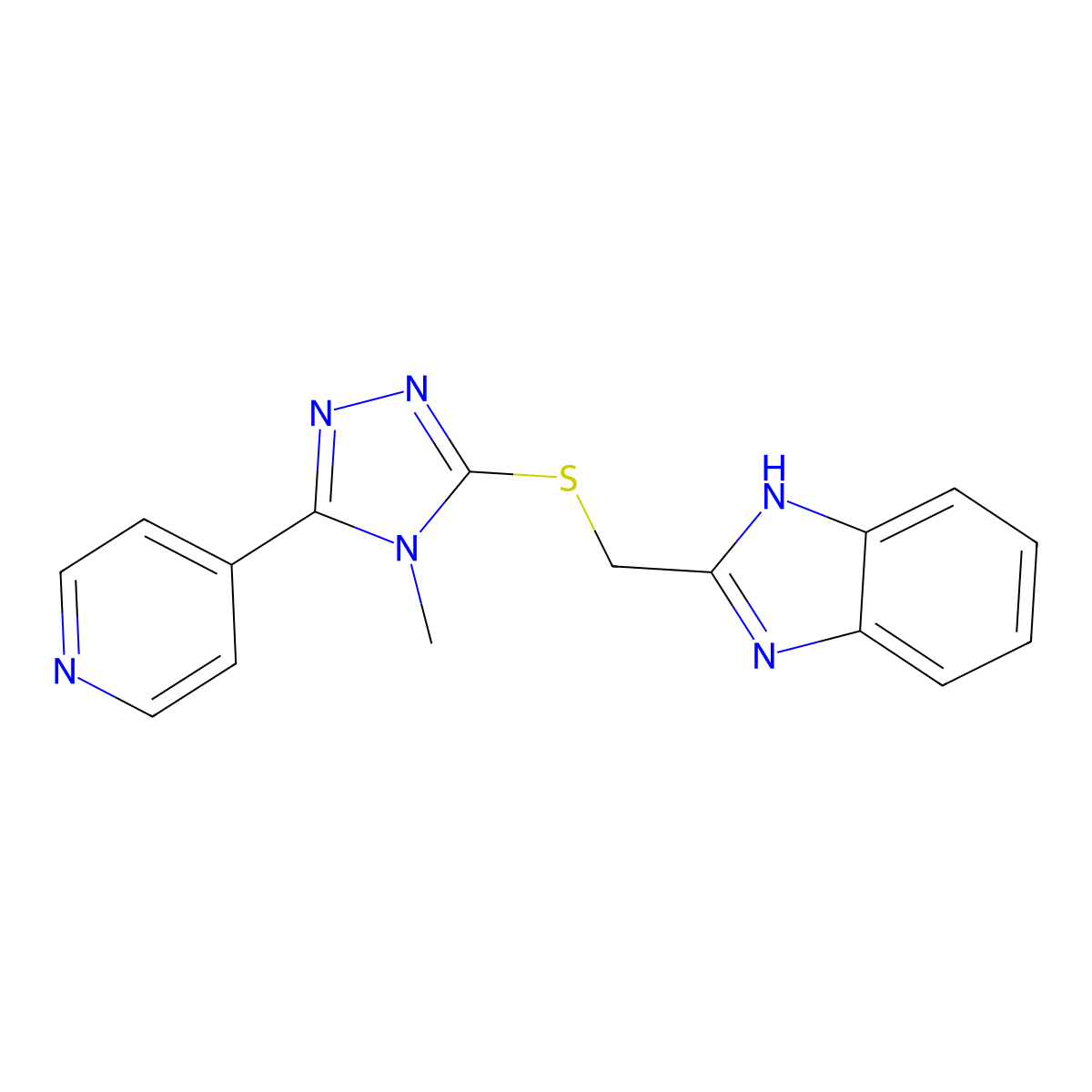 2-({[4-methyl-5-(pyridin-4-yl)-4H-1,2,4-triazol-3-yl]sulfanyl}methyl)-1H-benzimidazole molecular structure, CAS 676150-94-0