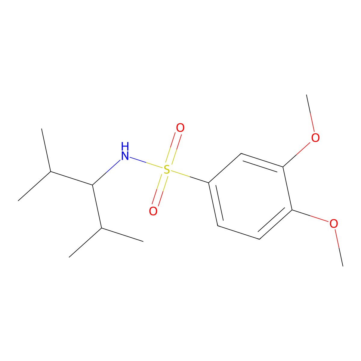 N-(1-isopropyl-2-methylpropyl)-3,4-dimethoxybenzenesulfonamide molecular structure, CAS 676151-04-5