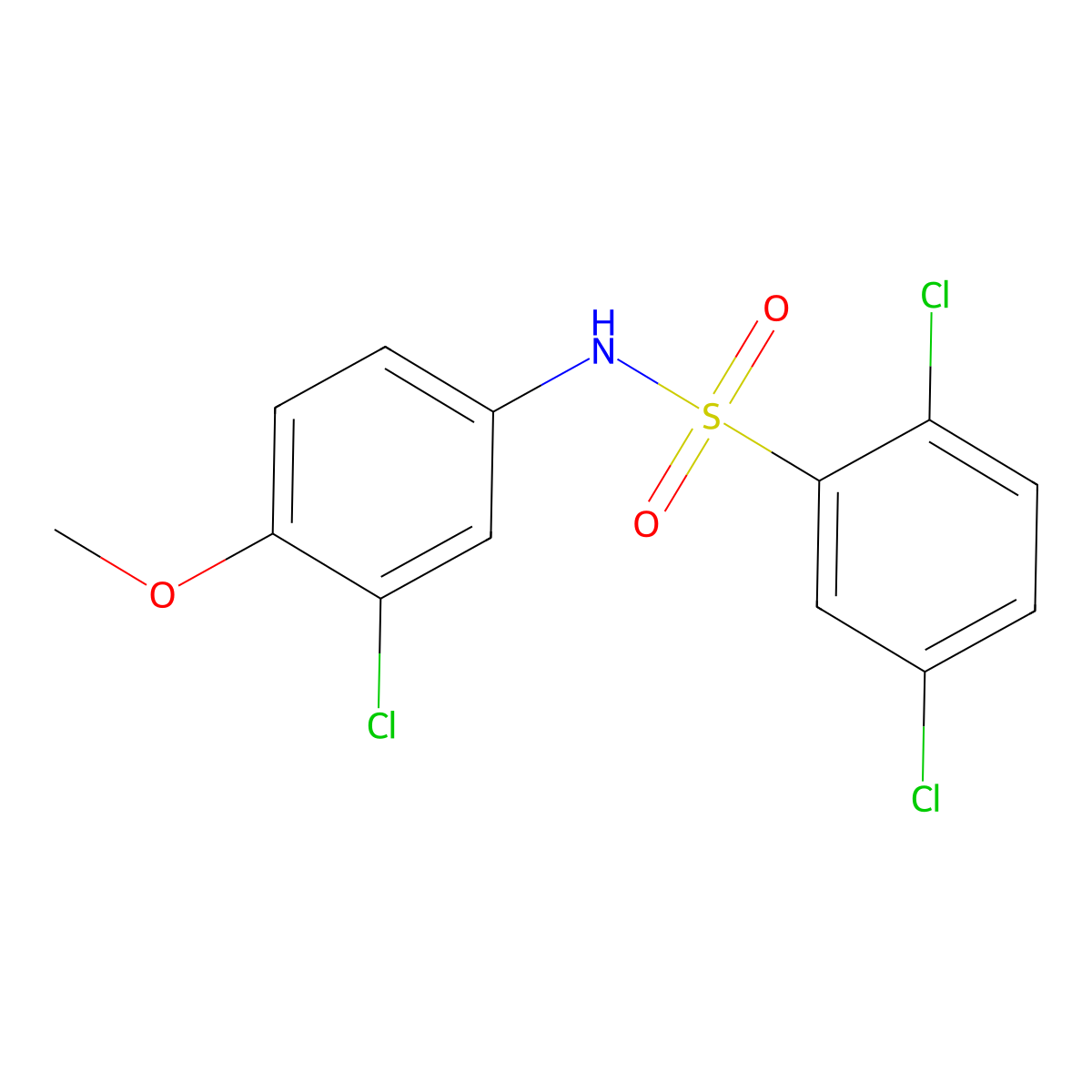 2,5-dichloro-N-(3-chloro-4-methoxyphenyl)benzenesulfonamide molecular structure, CAS 676151-15-8