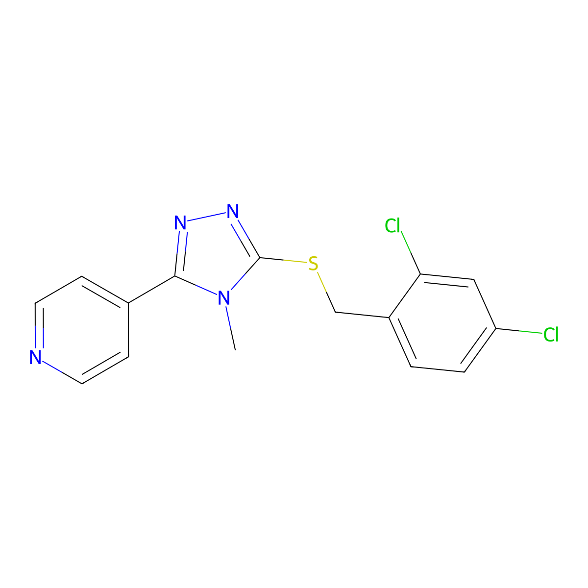 4-(5-{[(2,4-dichlorophenyl)methyl]sulfanyl}-4-methyl-4H-1,2,4-triazol-3-yl)pyridine molecular structure, CAS 676152-07-1