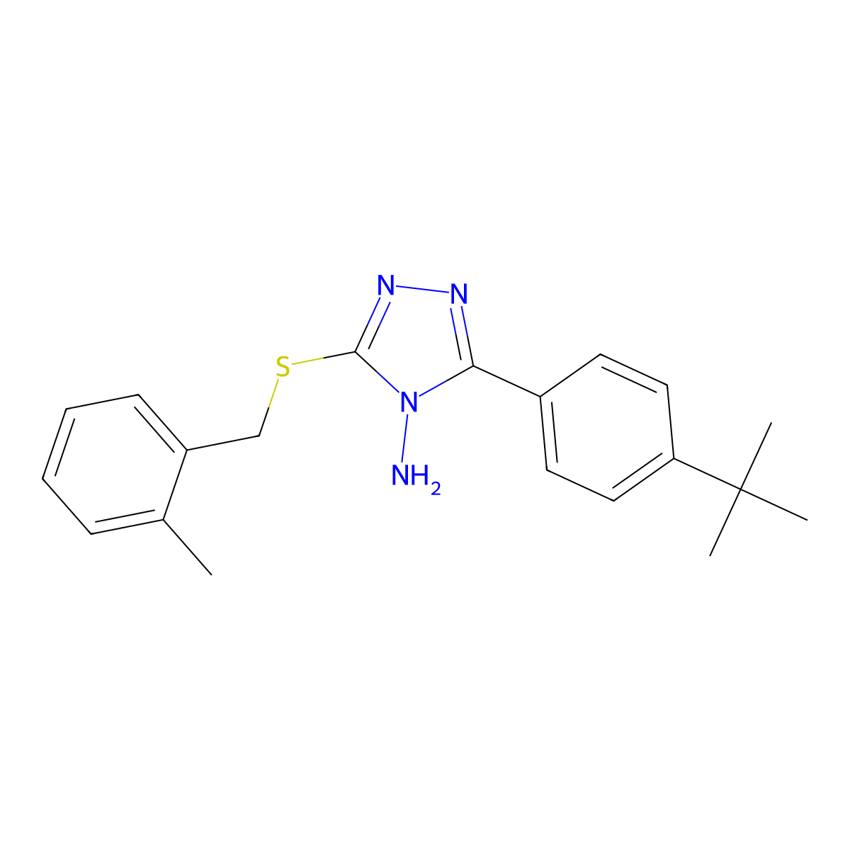 3-(4-Tert-butylphenyl)-5-((2-methylbenzyl)thio)-4H-1,2,4-triazol-4-ylamine molecular structure, CAS 676152-78-6