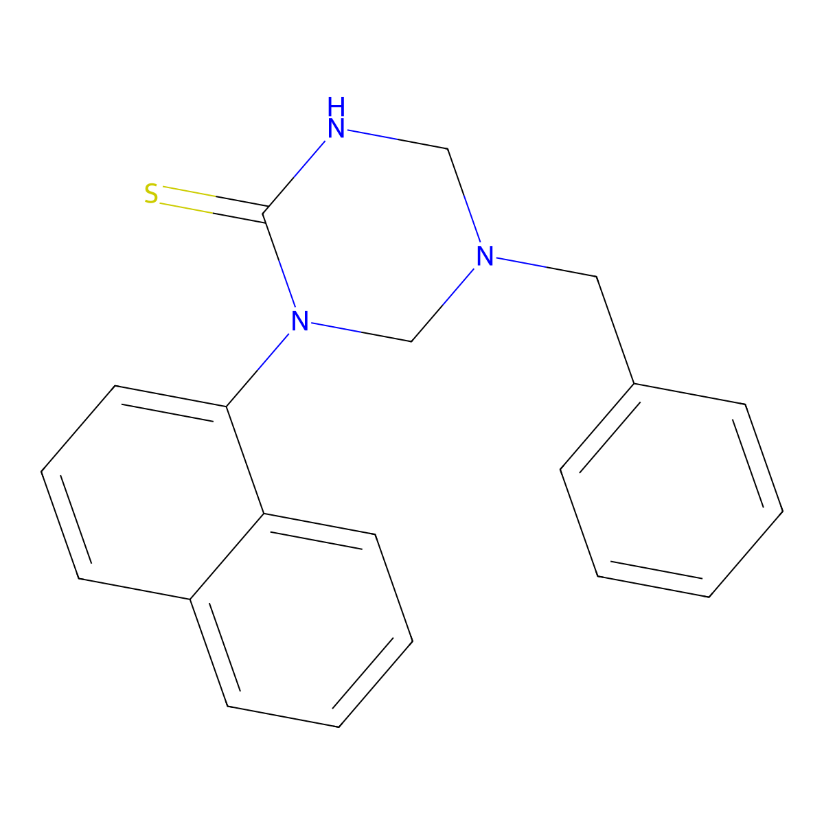 5-Benzyl-1-naphthalen-1-yl-1,3,5-triazinane-2-thione molecular structure, CAS 676152-87-7