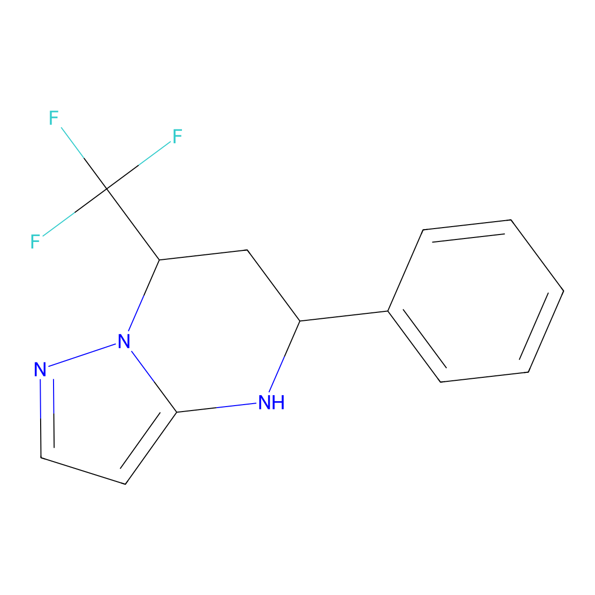 5-Phenyl-7-(trifluoromethyl)-4,5,6,7-tetrahydropyrazolo[1,5-a]pyrimidine molecular structure, CAS 676153-52-9
