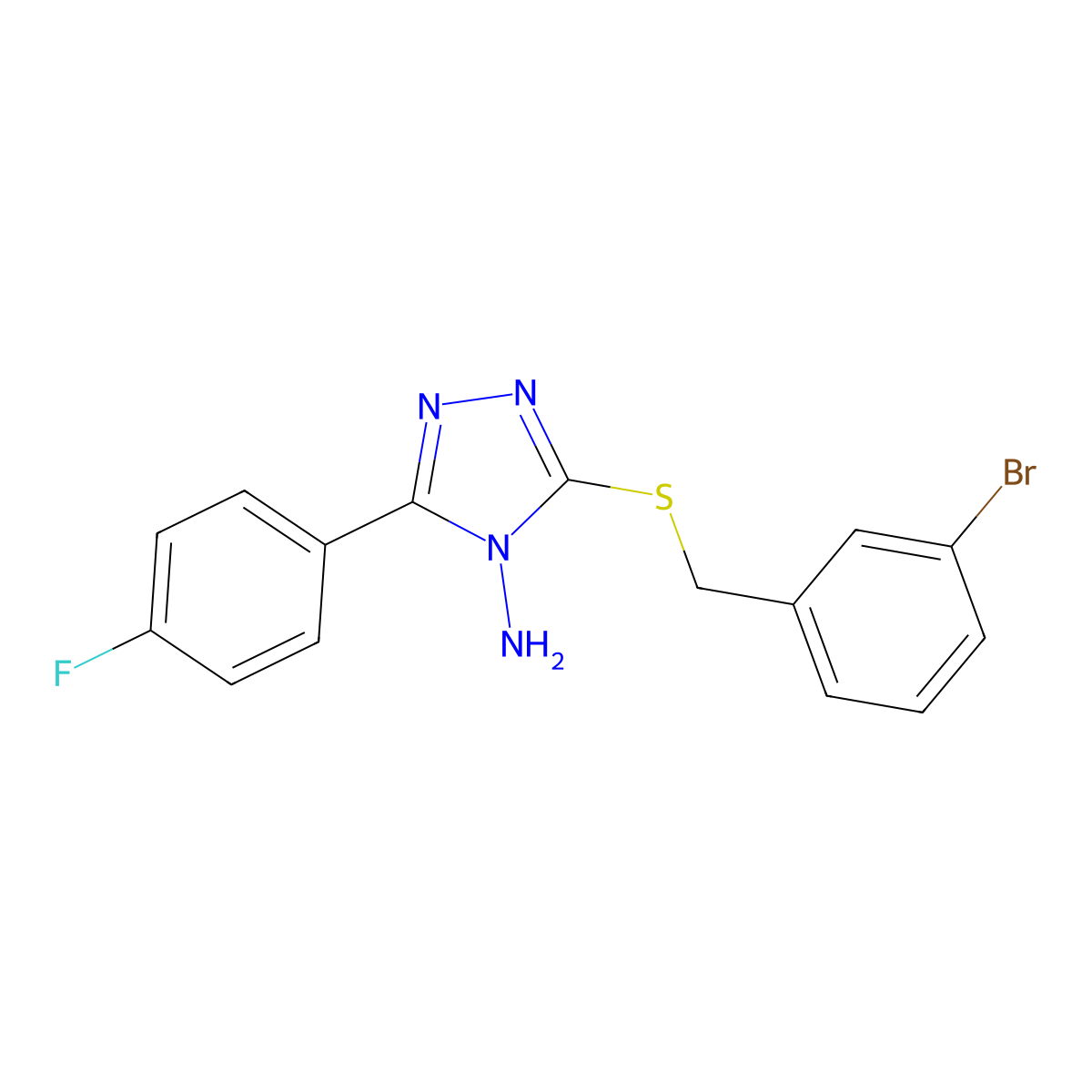 3-[(3-Bromophenyl)methylthio]-5-(4-fluorophenyl)-1,2,4-triazole-4-ylamine molecular structure, CAS 676153-72-3