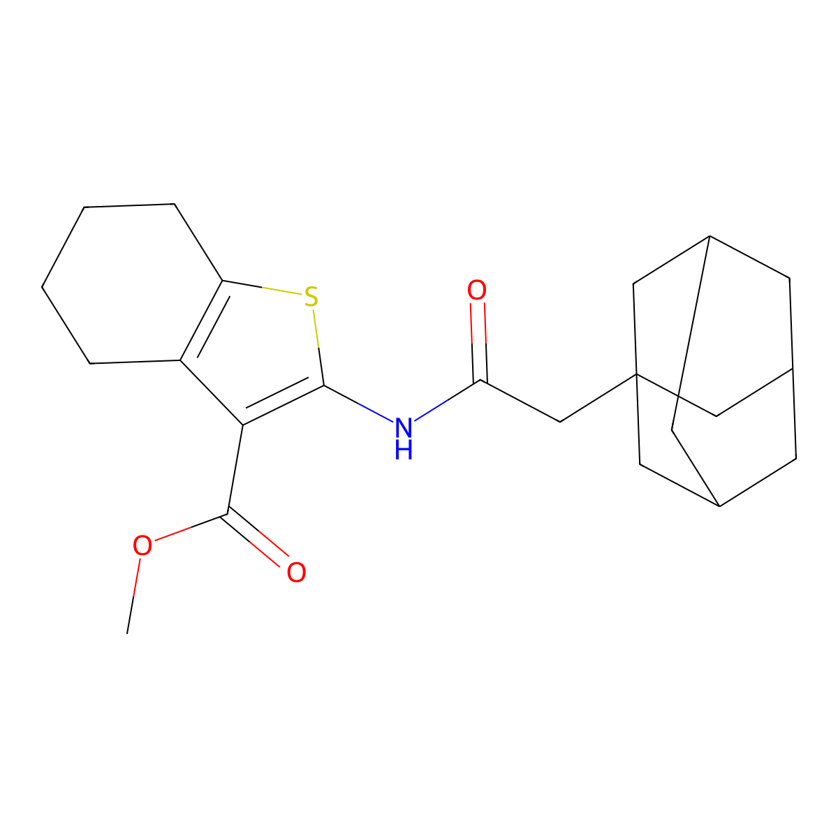Methyl 2-(2-(adamantan-1-yl)acetamido)-4,5,6,7-tetrahydrobenzo[b]thiophene-3-carboxylate molecular structure, CAS 676153-74-5