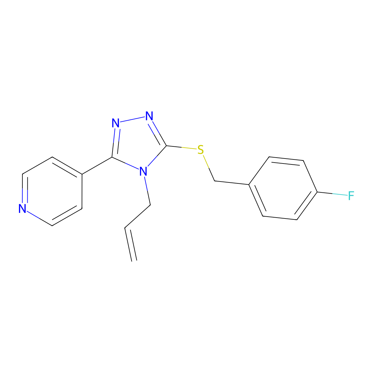 4-(5-{[(4-fluorophenyl)methyl]sulfanyl}-4-(prop-2-en-1-yl)-4H-1,2,4-triazol-3-yl)pyridine molecular structure, CAS 676153-80-3