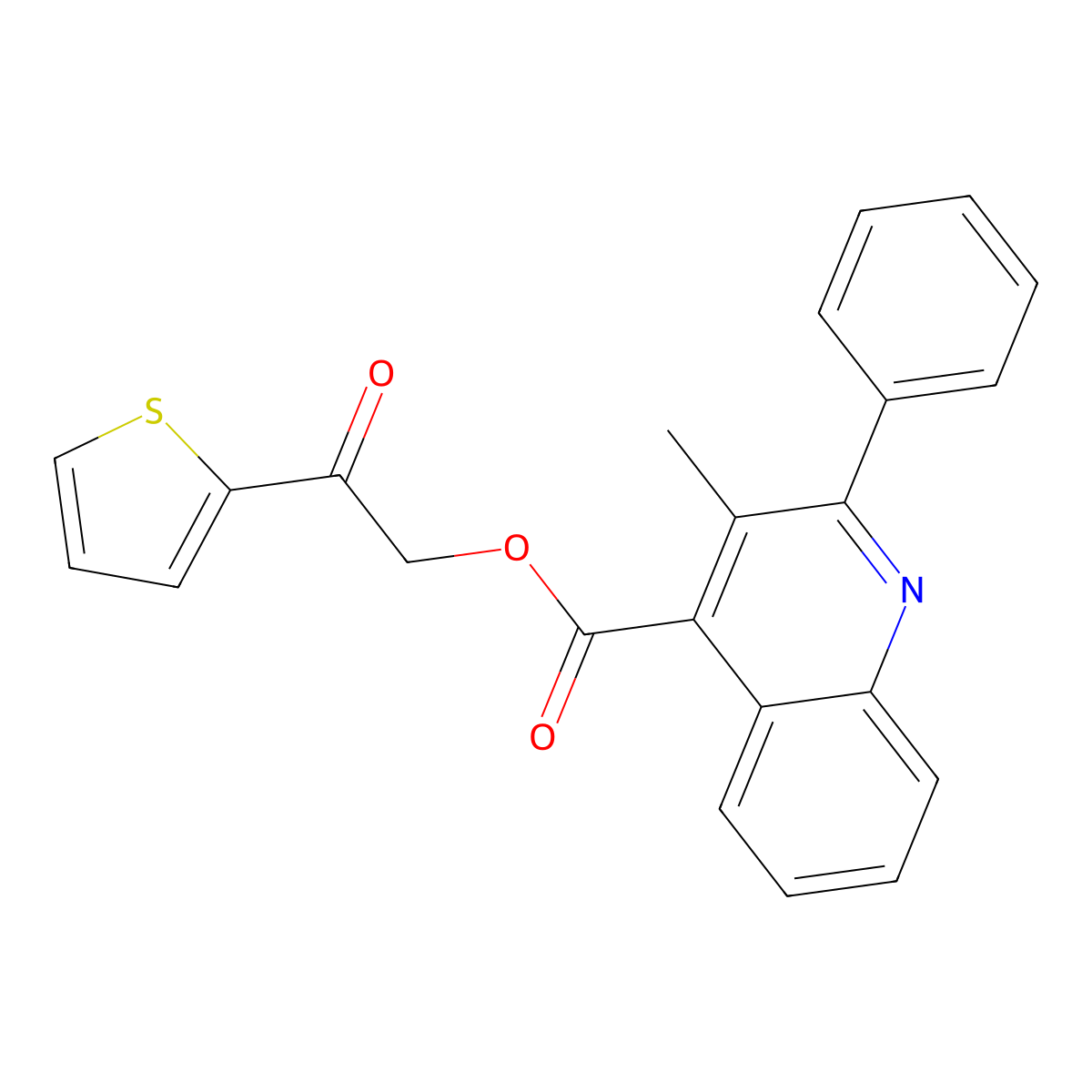 2-Oxo-2-(thiophen-2-yl)ethyl 3-methyl-2-phenylquinoline-4-carboxylate molecular structure, CAS 676154-51-1