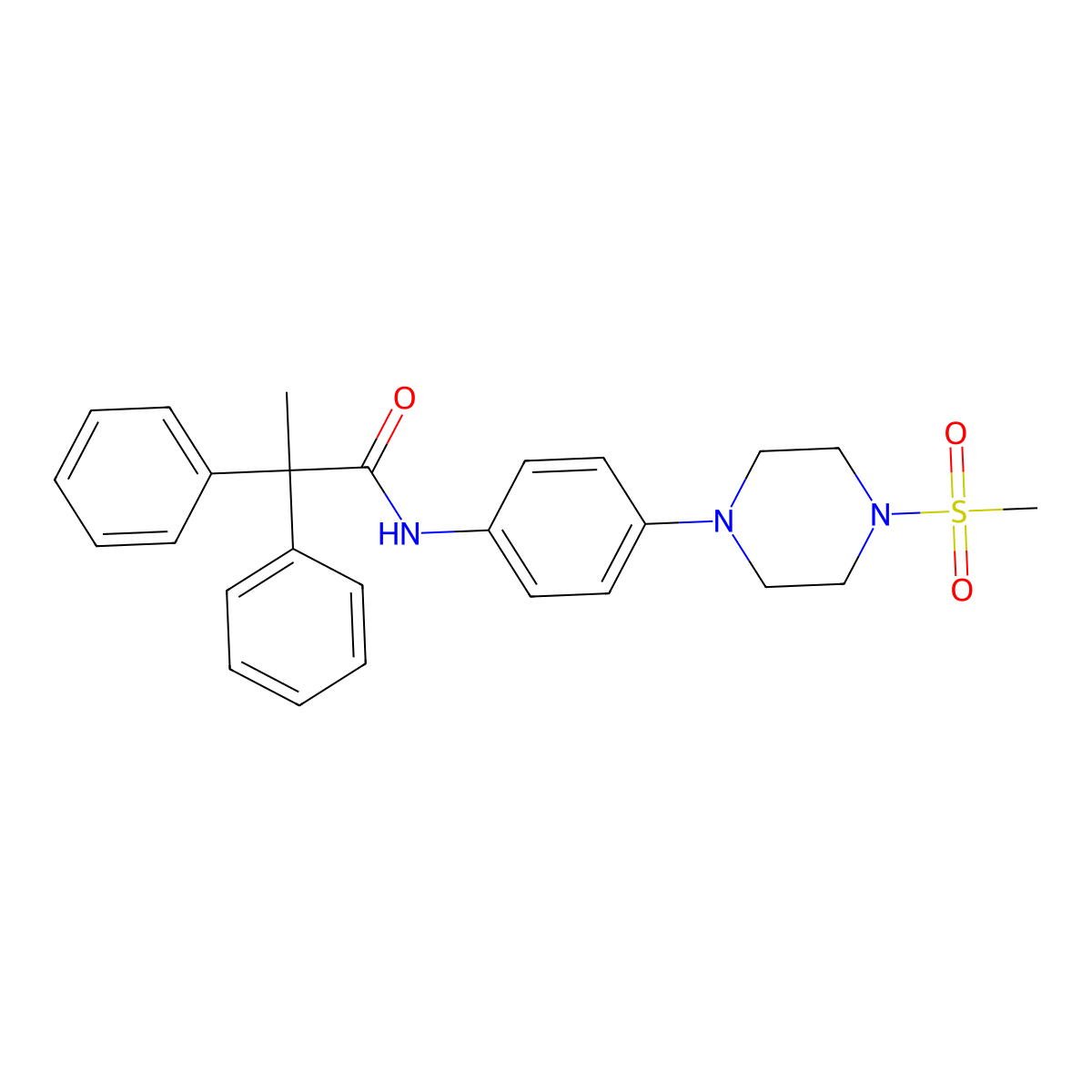 N-[4-(4-methylsulfonylpiperazin-1-yl)phenyl]-2,2-diphenylpropanamide molecular structure, CAS 676154-96-4