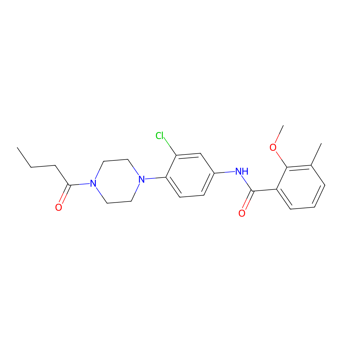 N-[4-(4-butanoylpiperazin-1-yl)-3-chlorophenyl]-2-methoxy-3-methylbenzamide molecular structure, CAS 676155-12-7