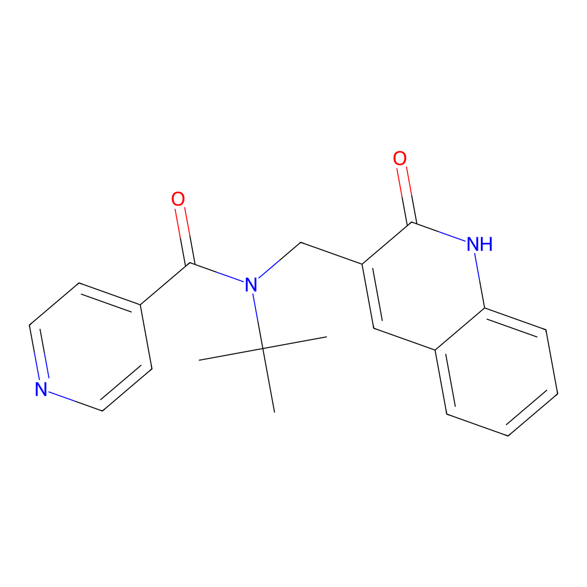 N-tert-butyl-N-[(2-oxo-1H-quinolin-3-yl)methyl]pyridine-4-carboxamide molecular structure, CAS 676155-89-8