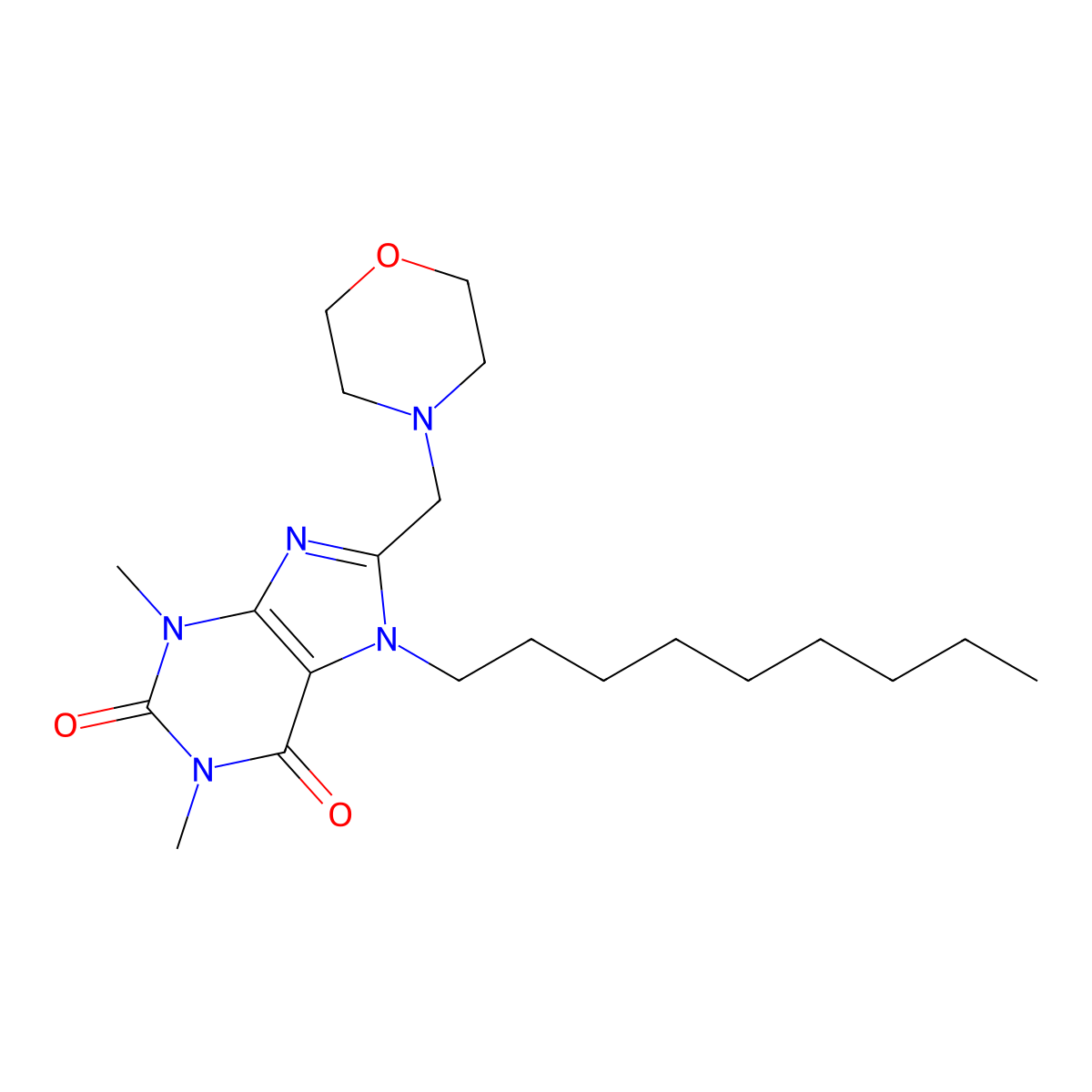 1,3-Dimethyl-8-(morpholin-4-ylmethyl)-7-nonylpurine-2,6-dione molecular structure, CAS 676156-01-7