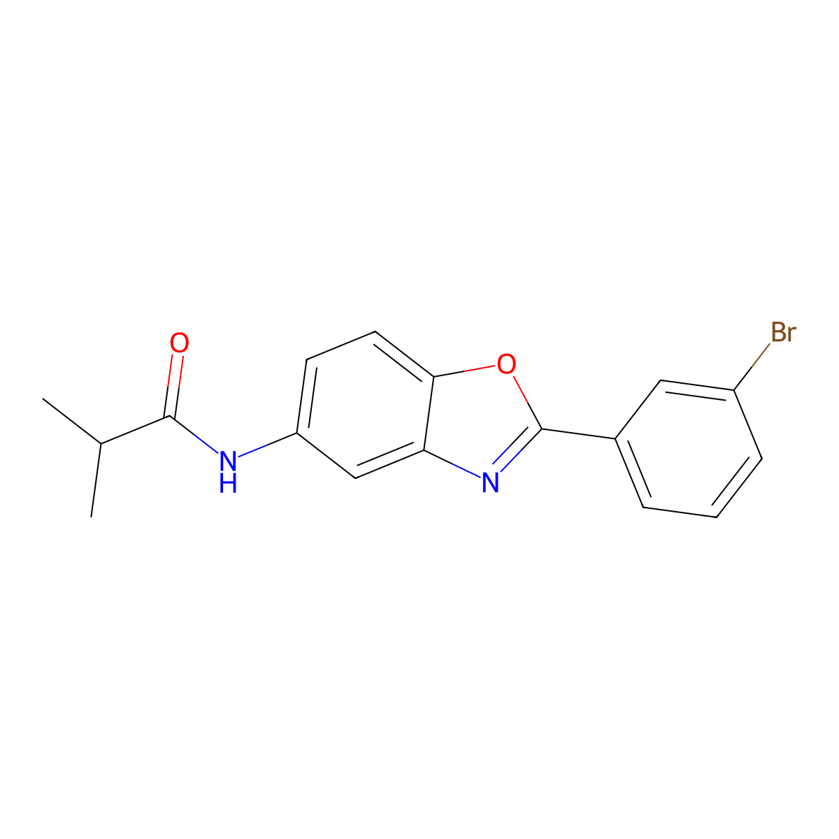 N-[2-(3-bromophenyl)-1,3-benzoxazol-5-yl]-2-methylpropanamide molecular structure, CAS 676156-22-2