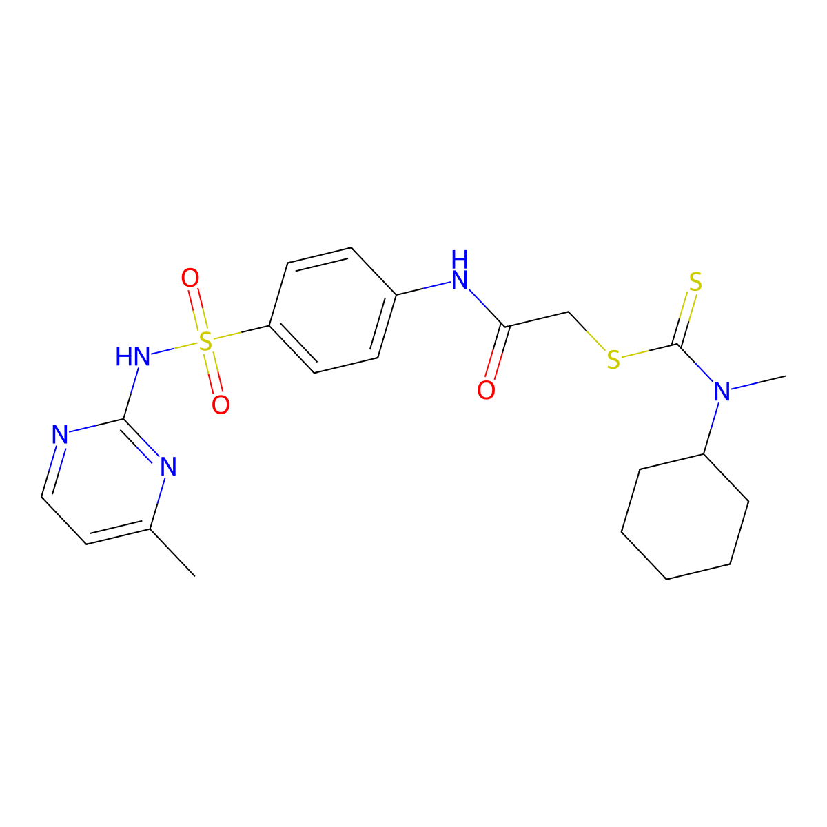 2-({4-[(4-Methylpyrimidin-2-yl)sulfamoyl]phenyl}amino)-2-oxoethyl cyclohexyl(methyl)carbamodithioate molecular structure, CAS 676156-36-8