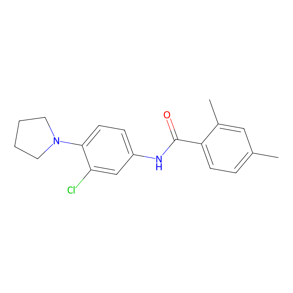 N-[3-chloro-4-(pyrrolidin-1-yl)phenyl]-2,4-dimethylbenzamide molecular structure, CAS 676156-62-0