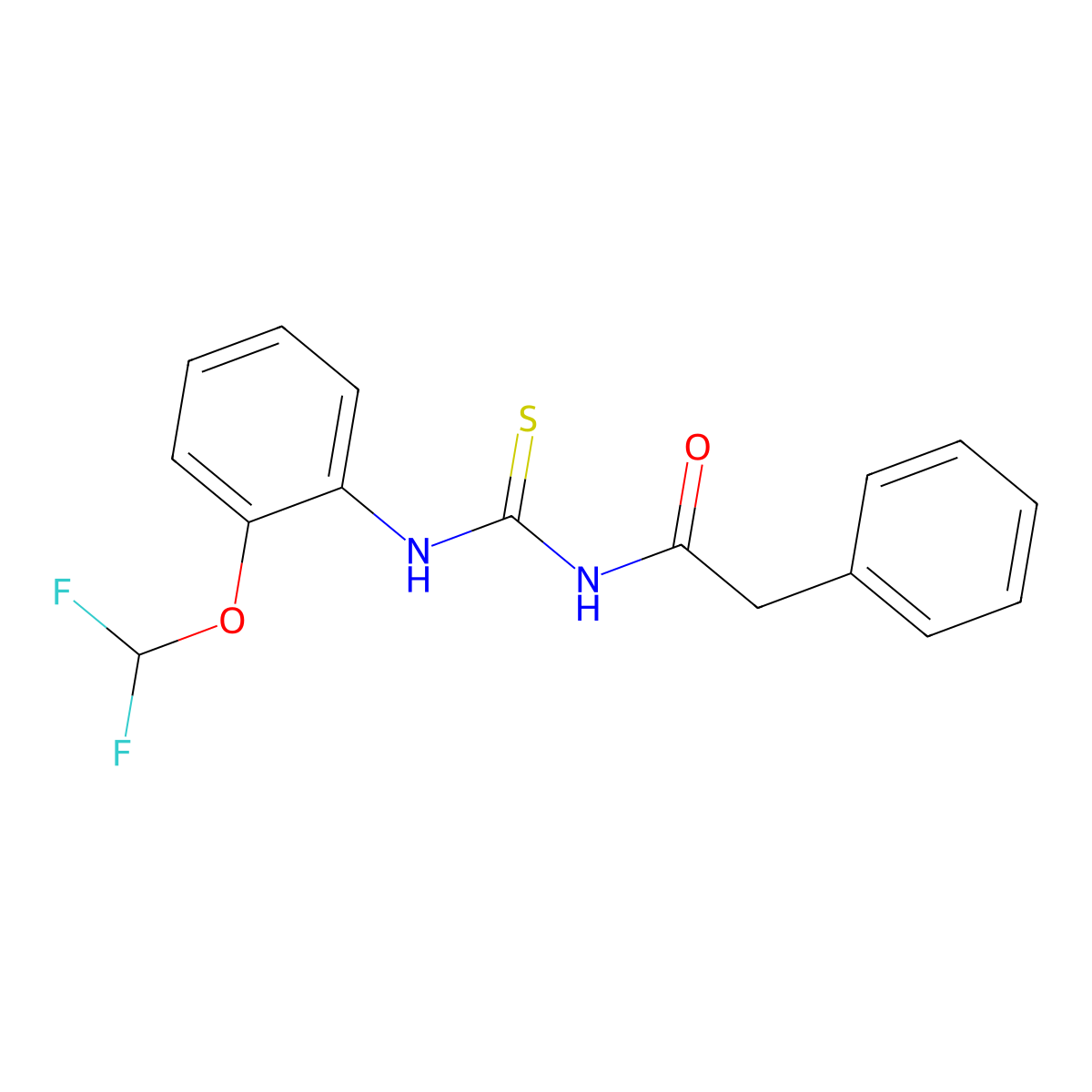 N-[2-(difluoromethoxy)phenyl]-N'-(phenylacetyl)thiourea molecular structure, CAS 676156-91-5