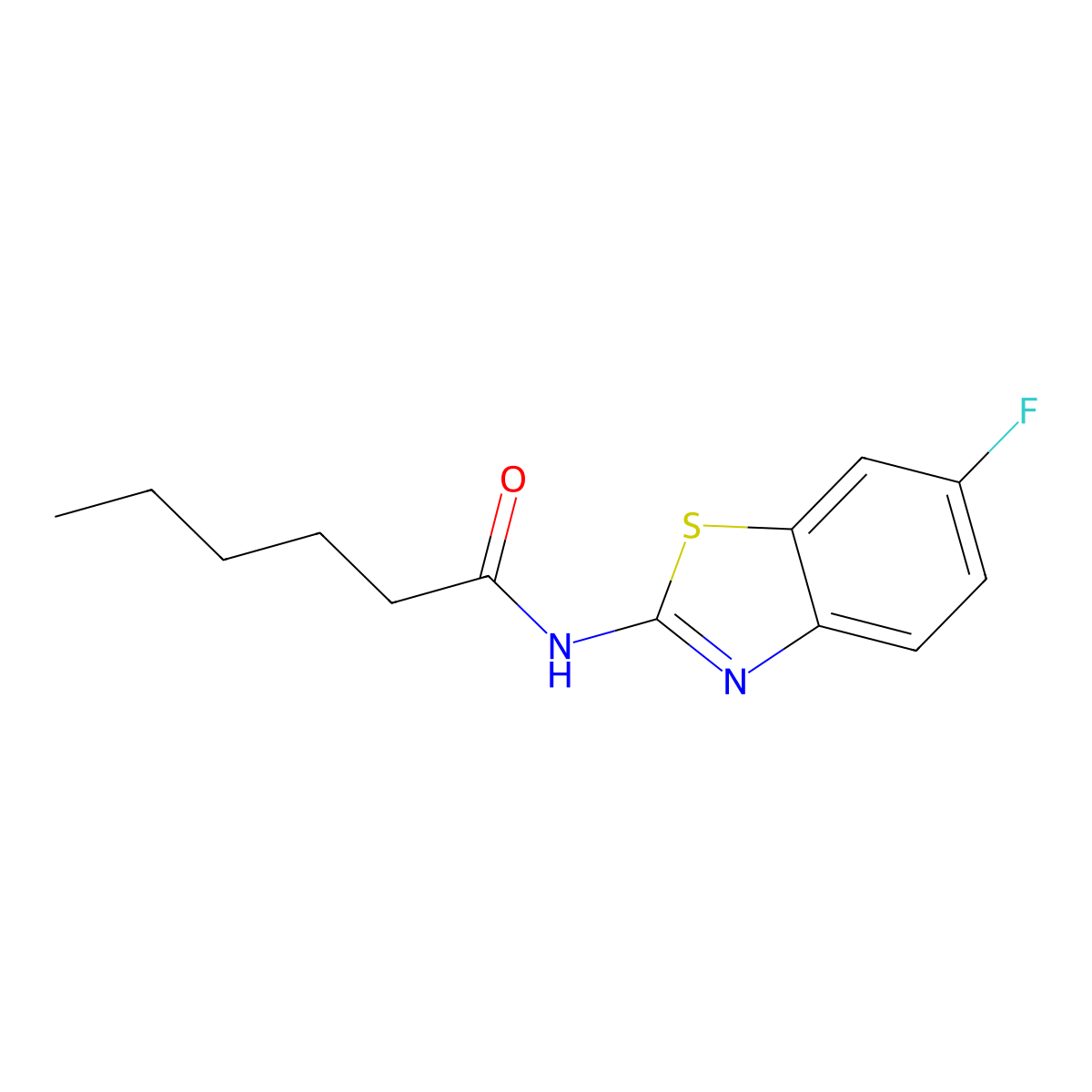 N-(6-fluoro-1,3-benzothiazol-2-yl)hexanamide molecular structure, CAS 676157-14-5