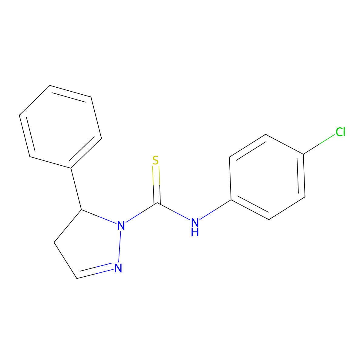 N-(4-chlorophenyl)-5-phenyl-4,5-dihydro-1H-pyrazole-1-carbothioamide molecular structure, CAS 676157-37-2