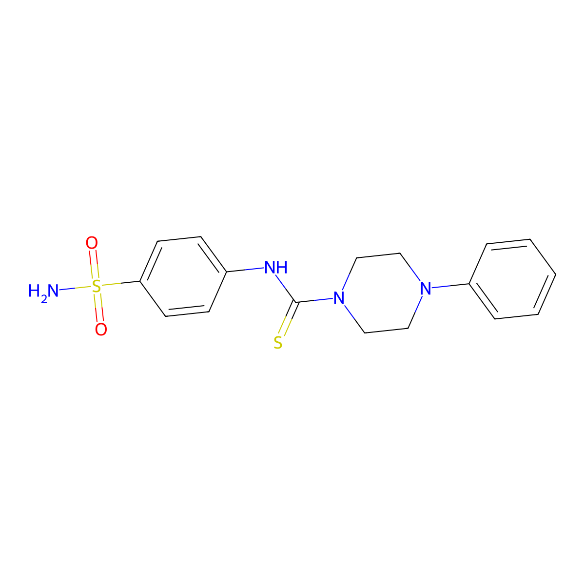 4-phenyl-N-(4-sulfamoylphenyl)piperazine-1-carbothioamide molecular structure, CAS 676159-81-2