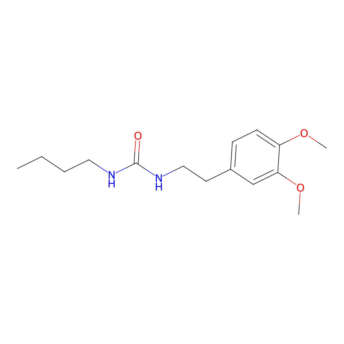 1-Butyl-3-(3,4-dimethoxyphenethyl)urea molecular structure, CAS 67616-05-1