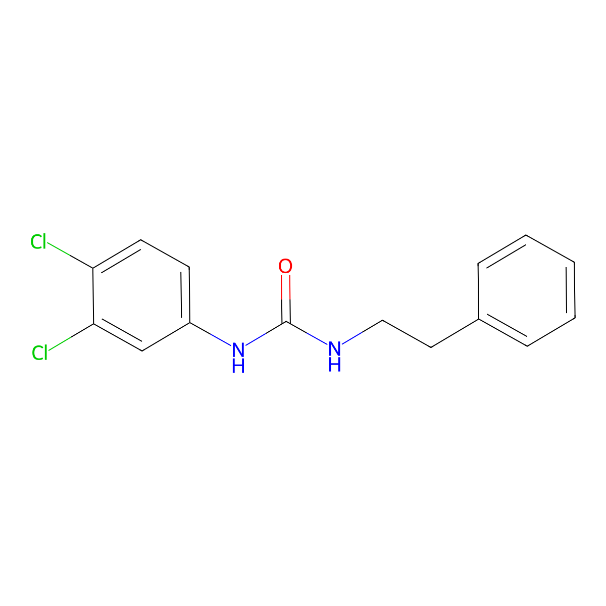 N-(3,4-Dichlorophenyl)-N'-(2-phenylethyl)urea molecular structure, CAS 67616-09-5