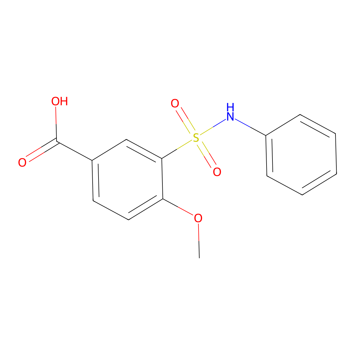 Benzoic acid, 4-methoxy-3-[(phenylamino)sulfonyl]- molecular structure, CAS 67616-78-8