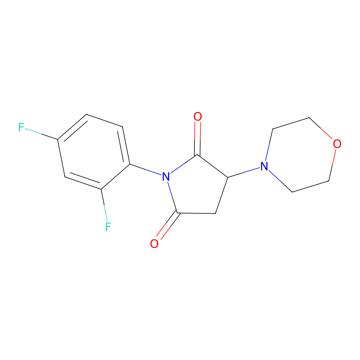 1-(2,4-difluorophenyl)-3-morpholinodihydro-1H-pyrrole-2,5-dione molecular structure, CAS 676160-52-4
