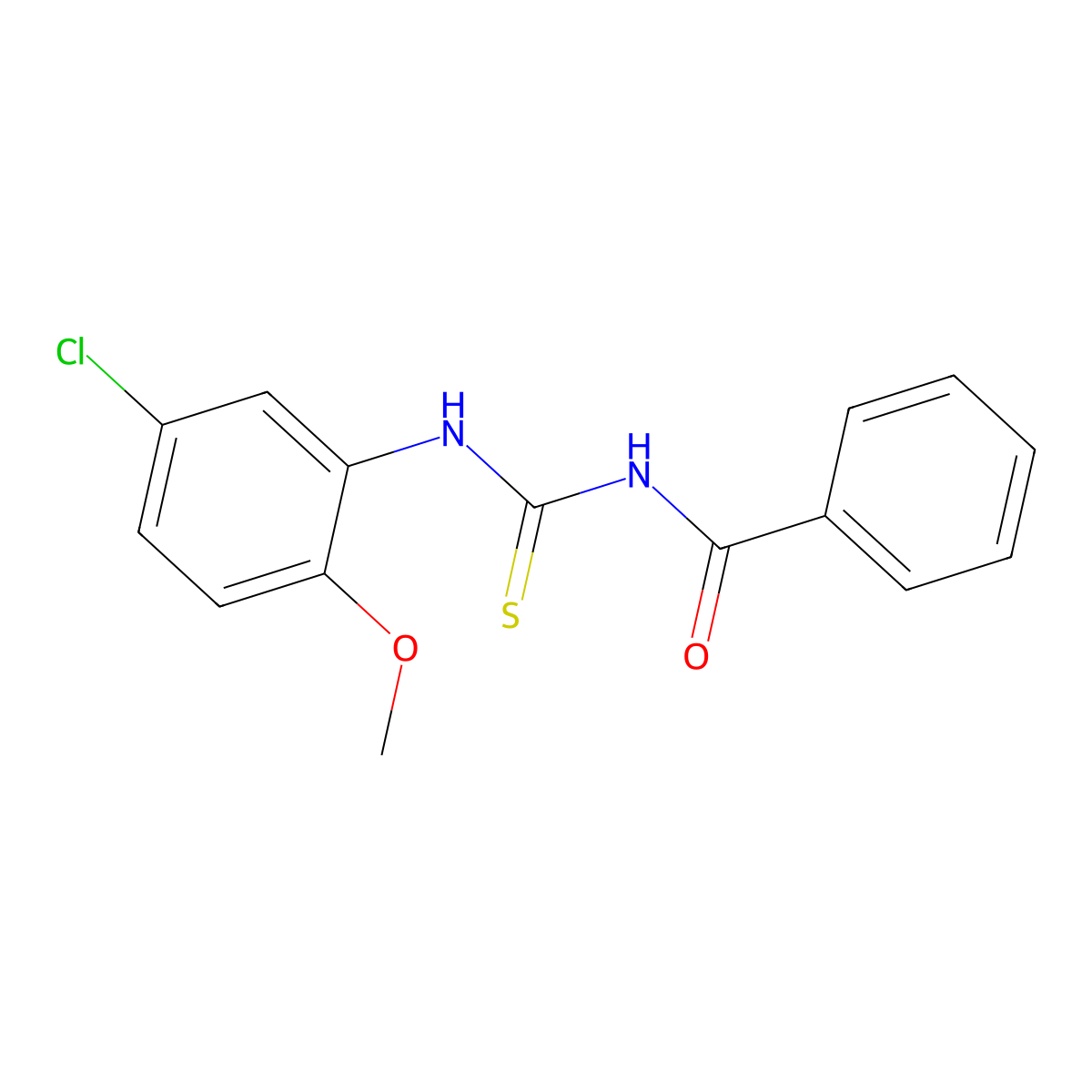 Benzamide, N-[[(5-chloro-2-methoxyphenyl)amino]thioxomethyl]- molecular structure, CAS 67618-11-5