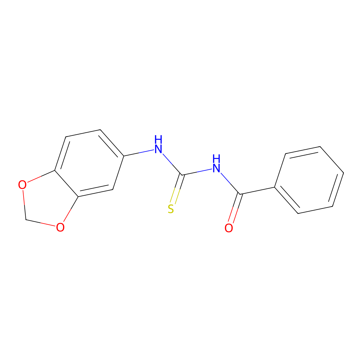 N-(1,3-benzodioxol-5-ylcarbamothioyl)benzamide molecular structure, CAS 67618-23-9