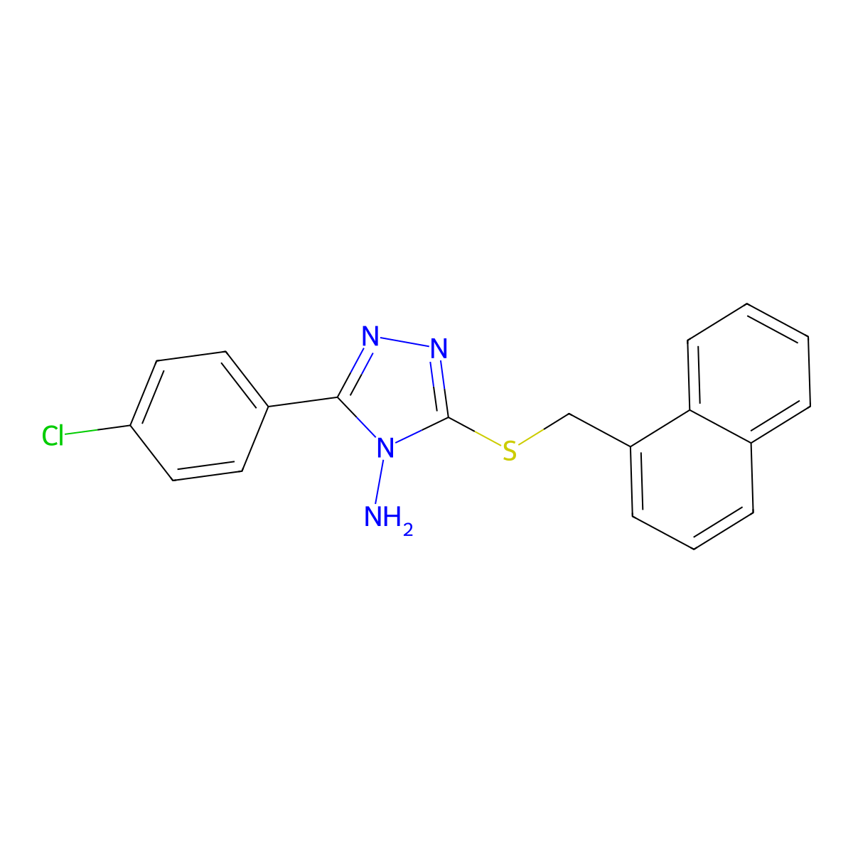 5-(4-Chlorophenyl)-3-(naphthylmethylthio)-1,2,4-triazole-4-ylamine molecular structure, CAS 676238-23-6