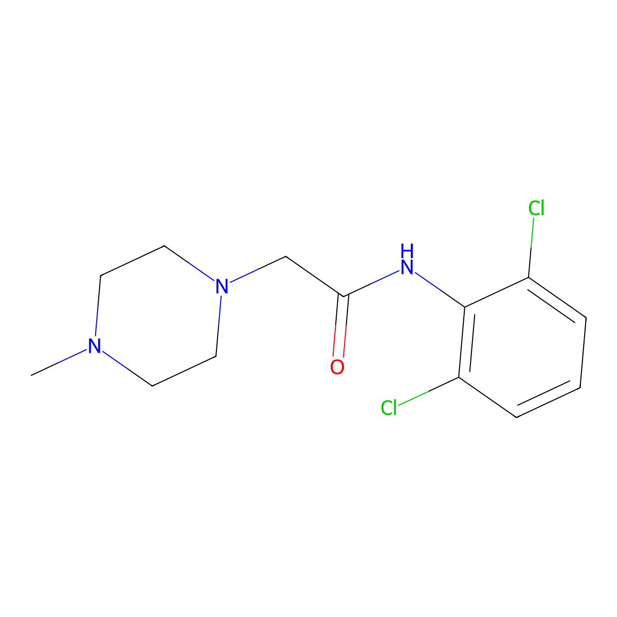 Acetanilide, 2',6'-dichloro-2-(4-methylpiperazino)- molecular structure, CAS 67624-93-5