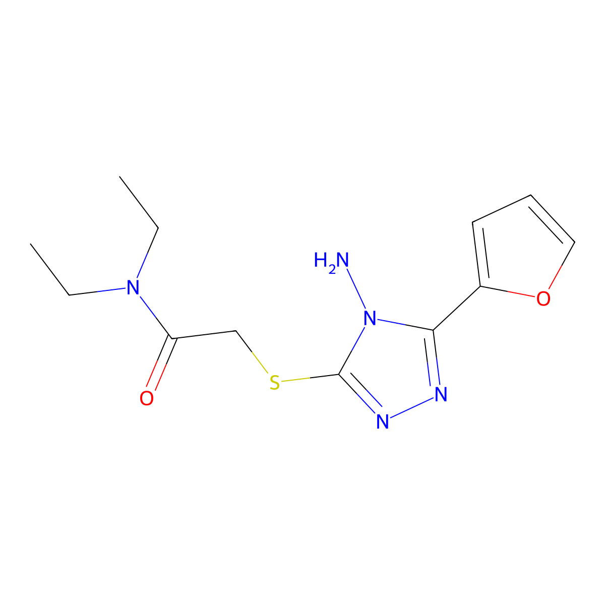 2-(4-Amino-5-furan-2-yl-4H-[1,2,4]triazol-3-ylsulfanyl)-N,N-diethyl-acetamide molecular structure, CAS 676240-41-8