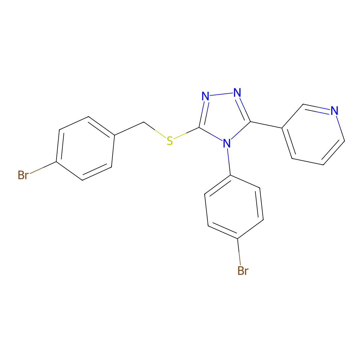4-Bromobenzyl 4-(4-bromophenyl)-5-(3-pyridinyl)-4H-1,2,4-triazol-3-YL sulfide molecular structure, CAS 676245-38-8